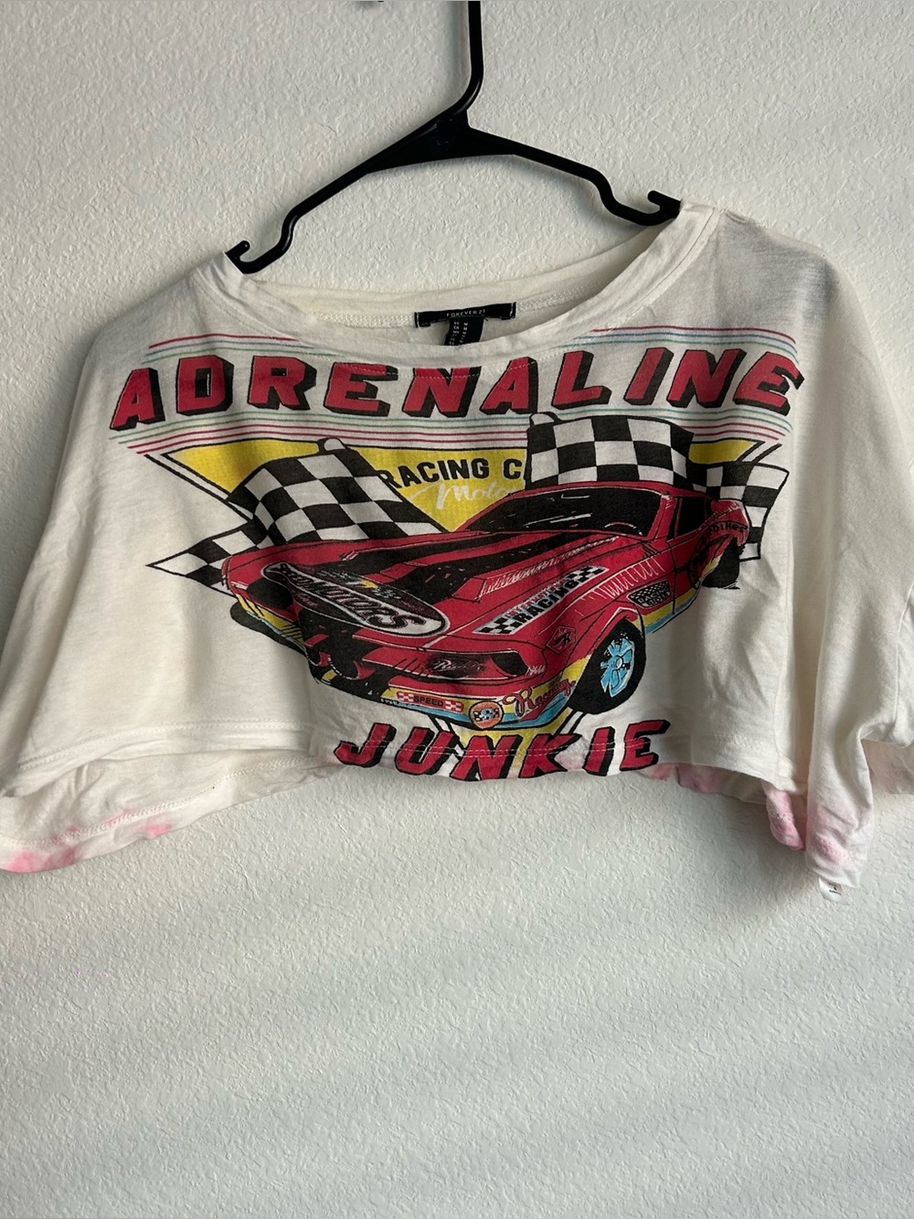 Vintage Racing “Adrenaline Junkie” Cropped Graphic Tee